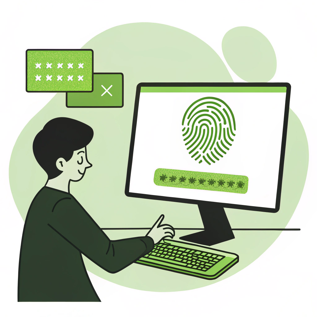 illustration of a person loging into a computer