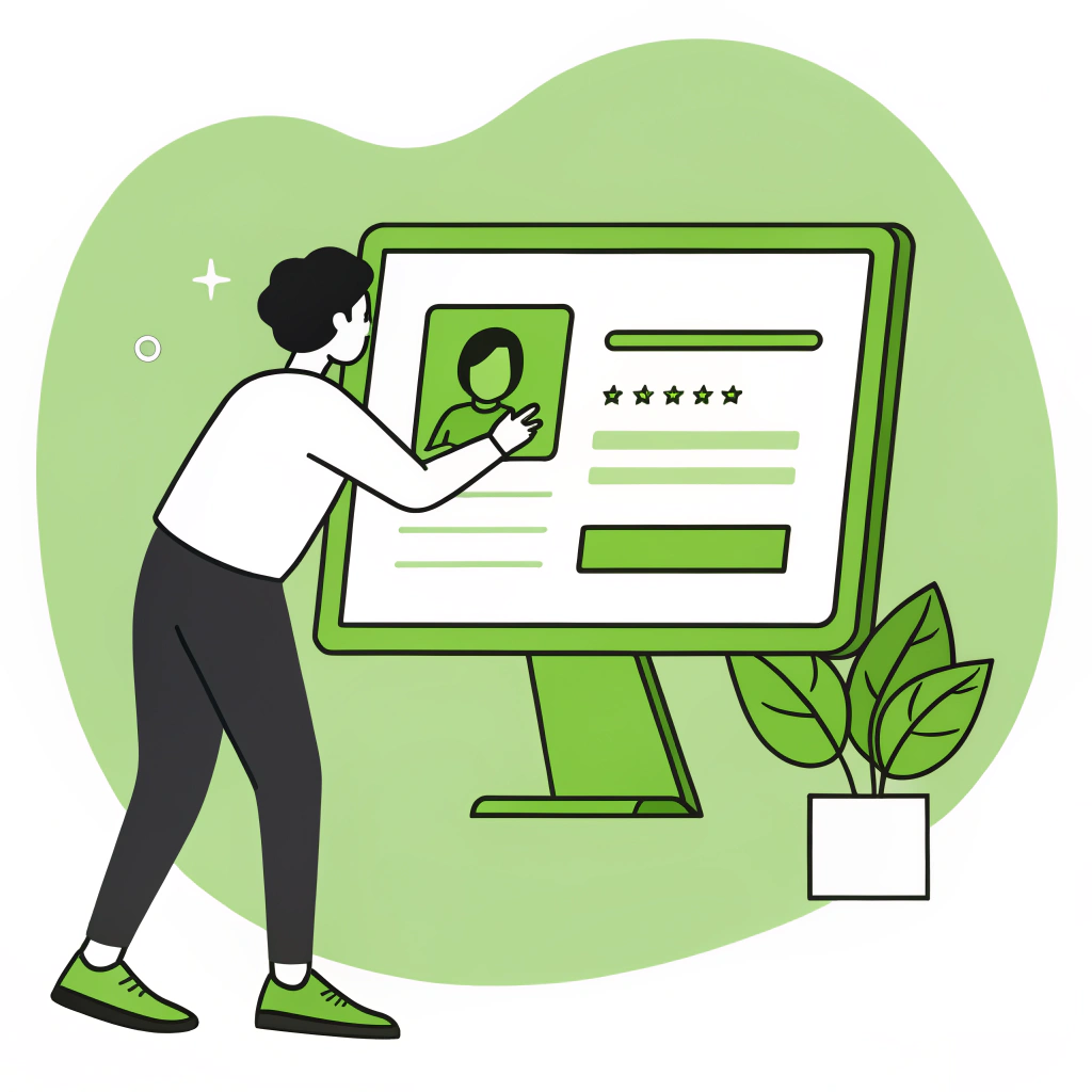 illustration of a person registering an account on a computer